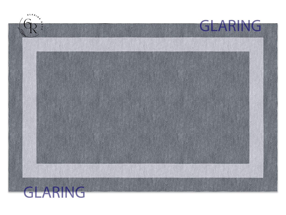 Handmade Hand-Tufted Modern Rug | Double Border Rug in Gray