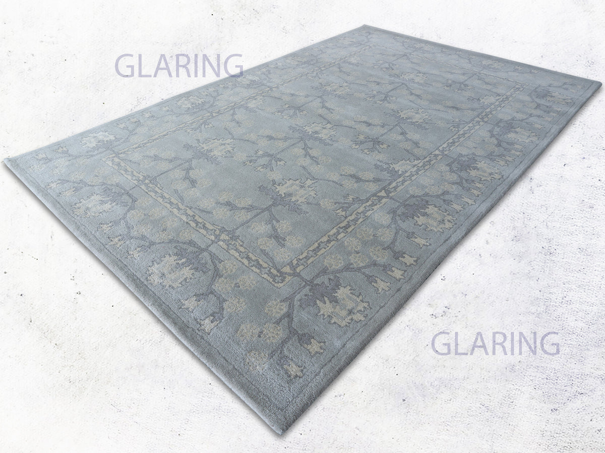 Handmade Traditional Rug | Floral Design in Grey