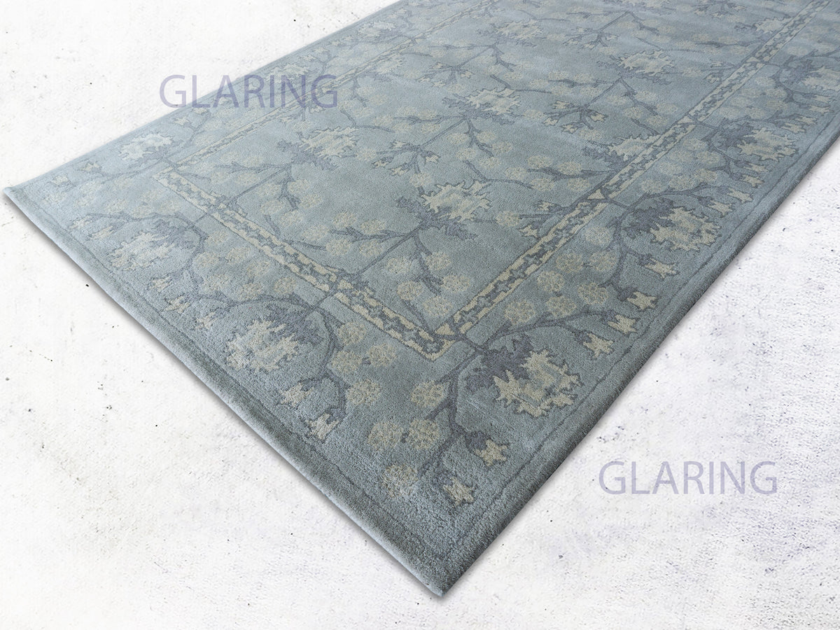 Handmade Traditional Rug | Floral Design in Grey