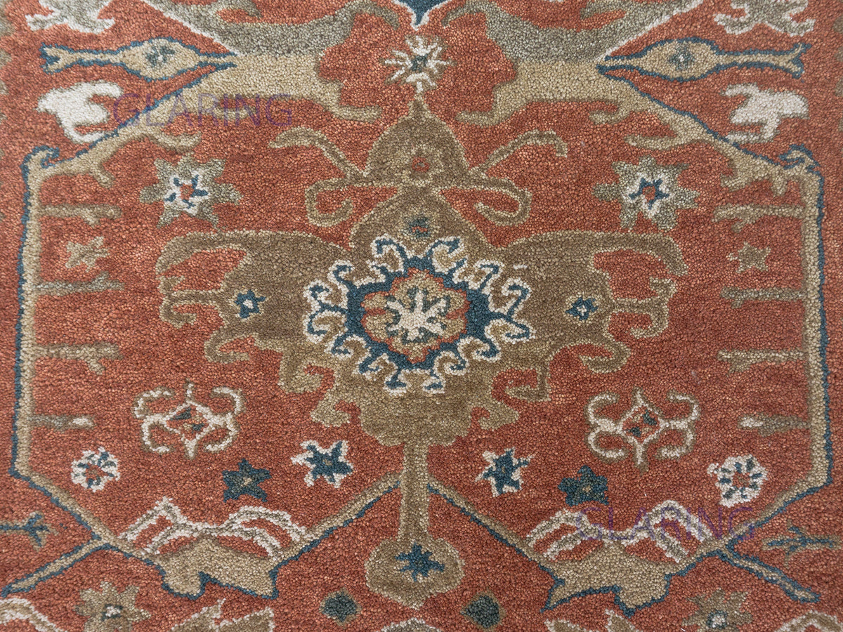 Handmade Traditional Rug | Oriental Design in Terracotta & Ivory