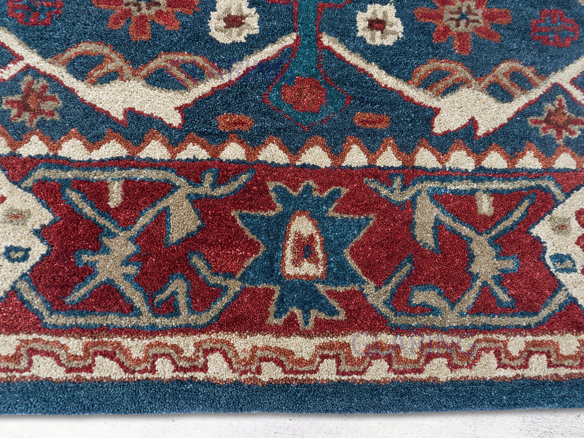 PB Handmade Traditional Rug | Oriental Design in Blue & Red