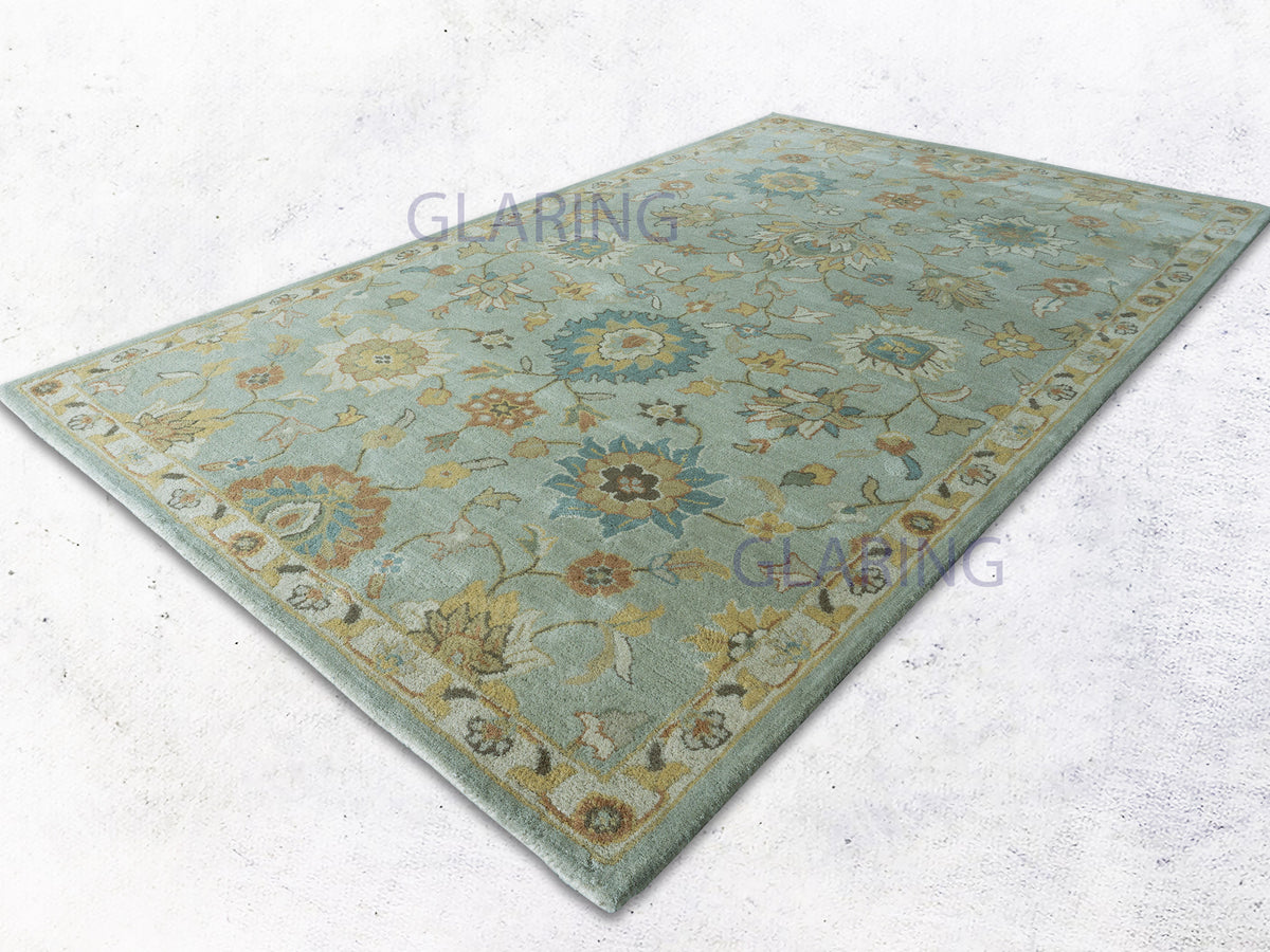 Handmade Traditional Floral Rug | Floral Design in Light Blue