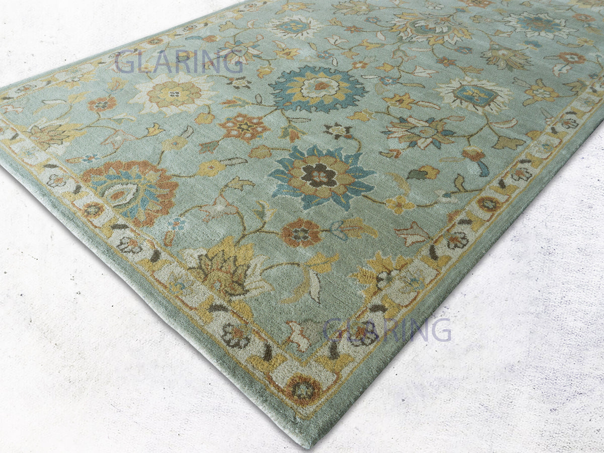 Handmade Traditional Floral Rug | Floral Design in Light Blue