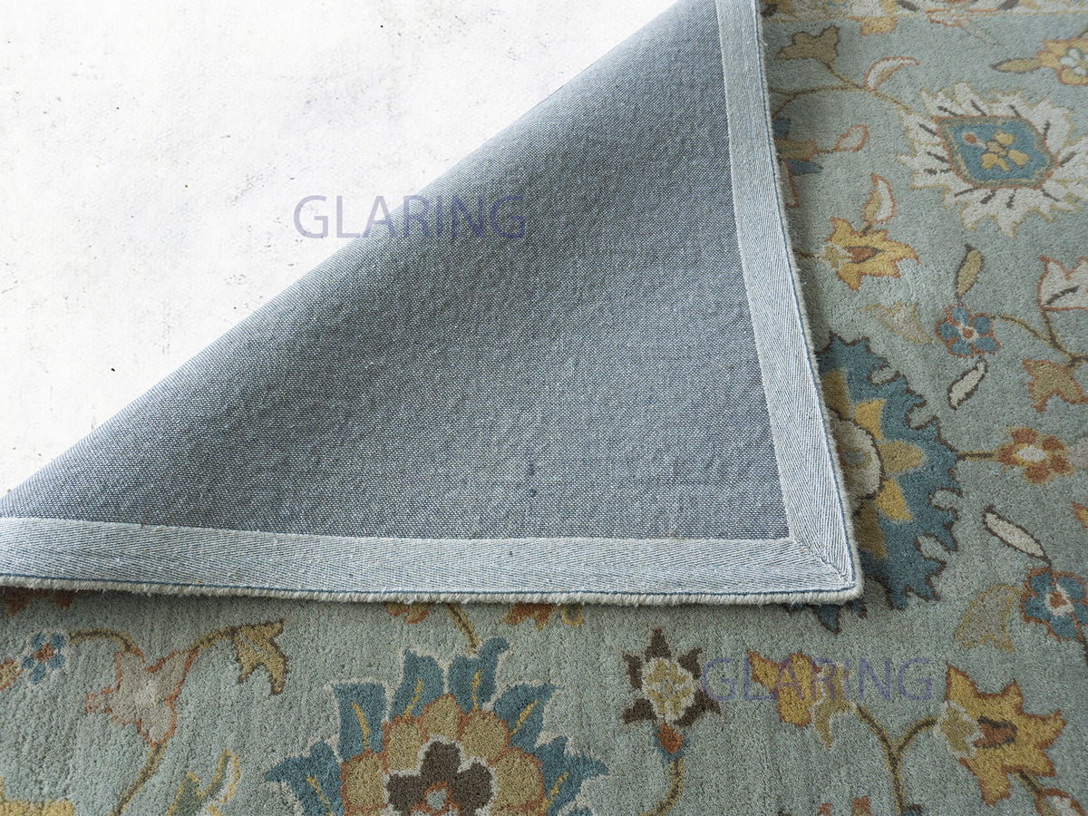 Handmade Traditional Floral Rug | Floral Design in Light Blue