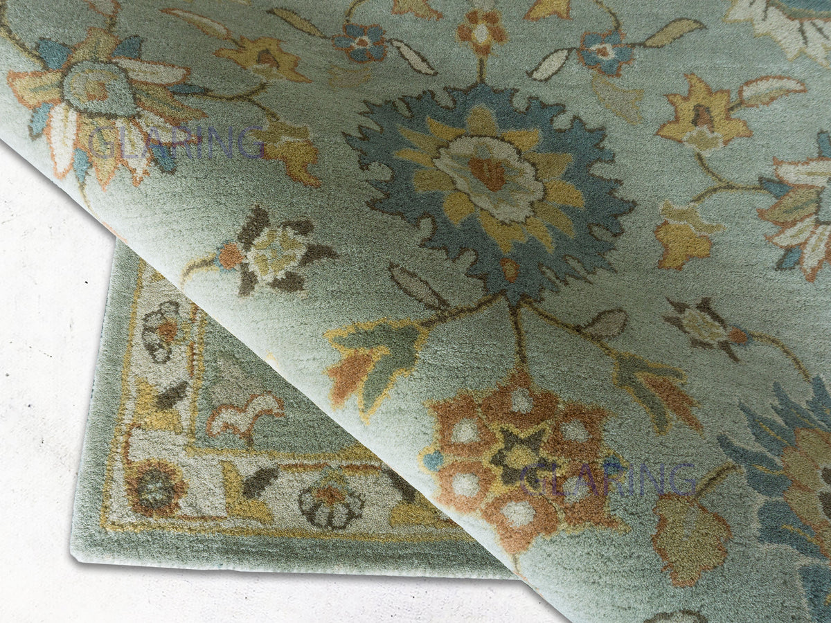 Handmade Traditional Floral Rug | Floral Design in Light Blue