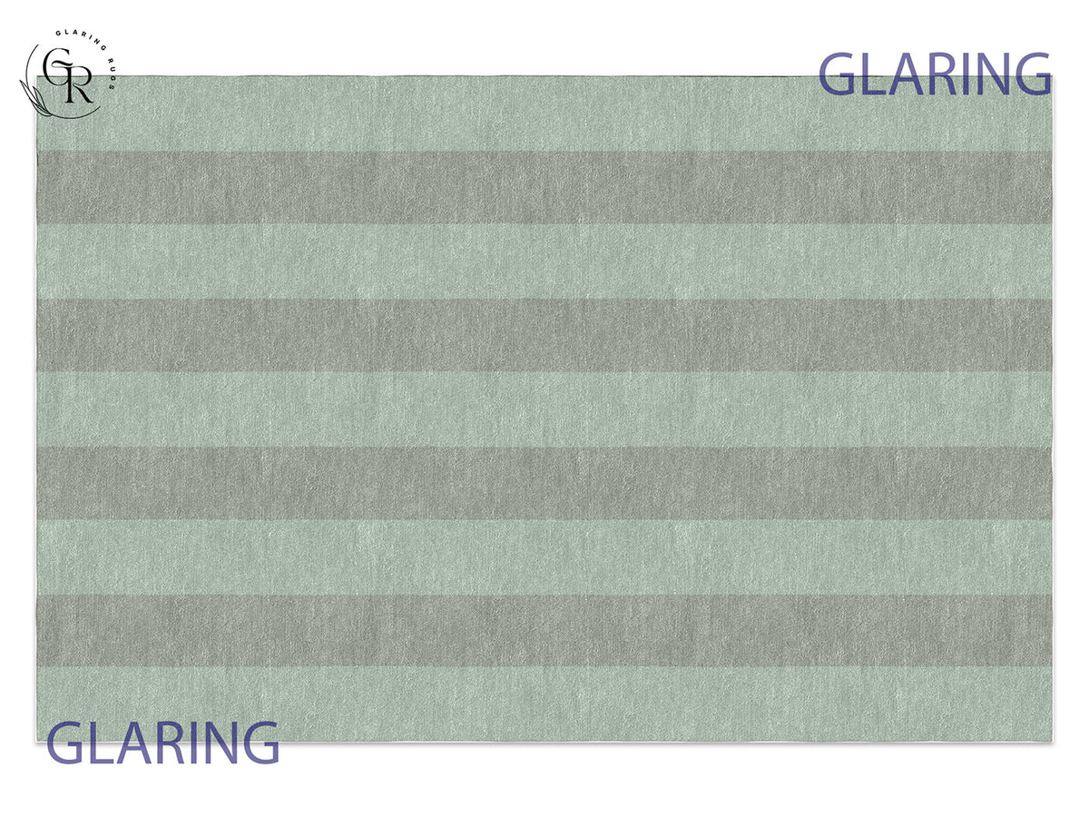 Handmade Hand-Tufted Modern Rug | Vertical Stripes Rug in Teal Green