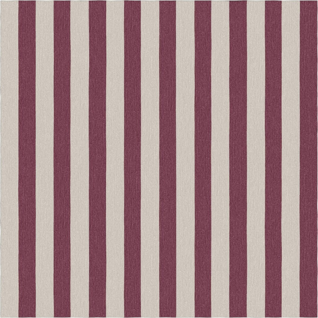 Vertical Purple Striped Rug with geometric design in purple and cream, showcasing modern handmade craftsmanship.