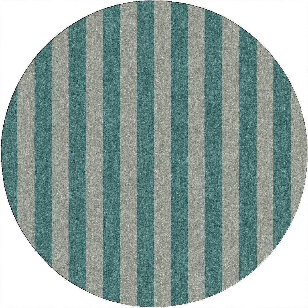 Handmade Hand-Tufted Modern Rug | Vertical Stripes Rug in Teal Green