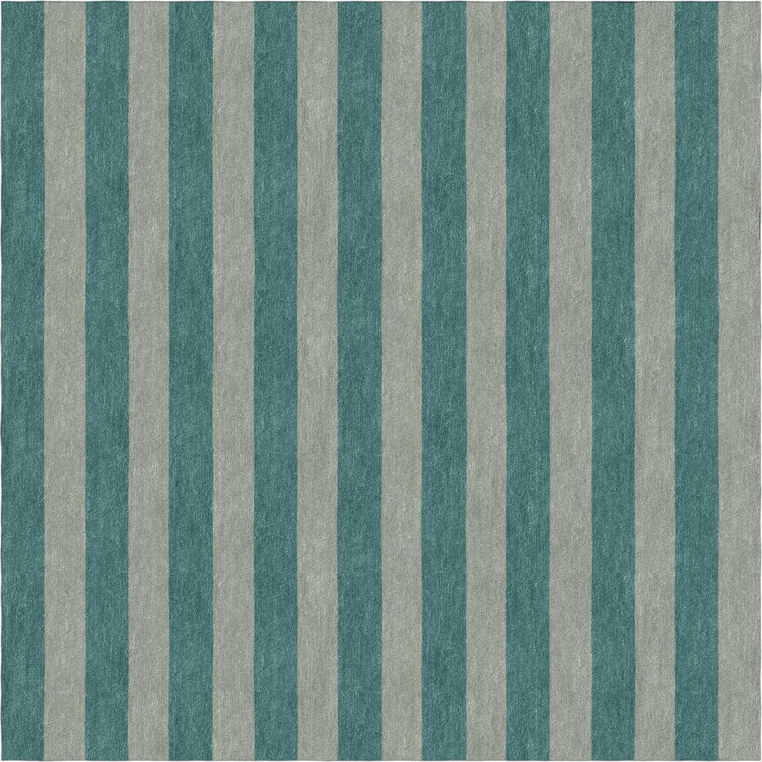 Handmade Hand-Tufted Modern Rug | Vertical Stripes Rug in Teal Green