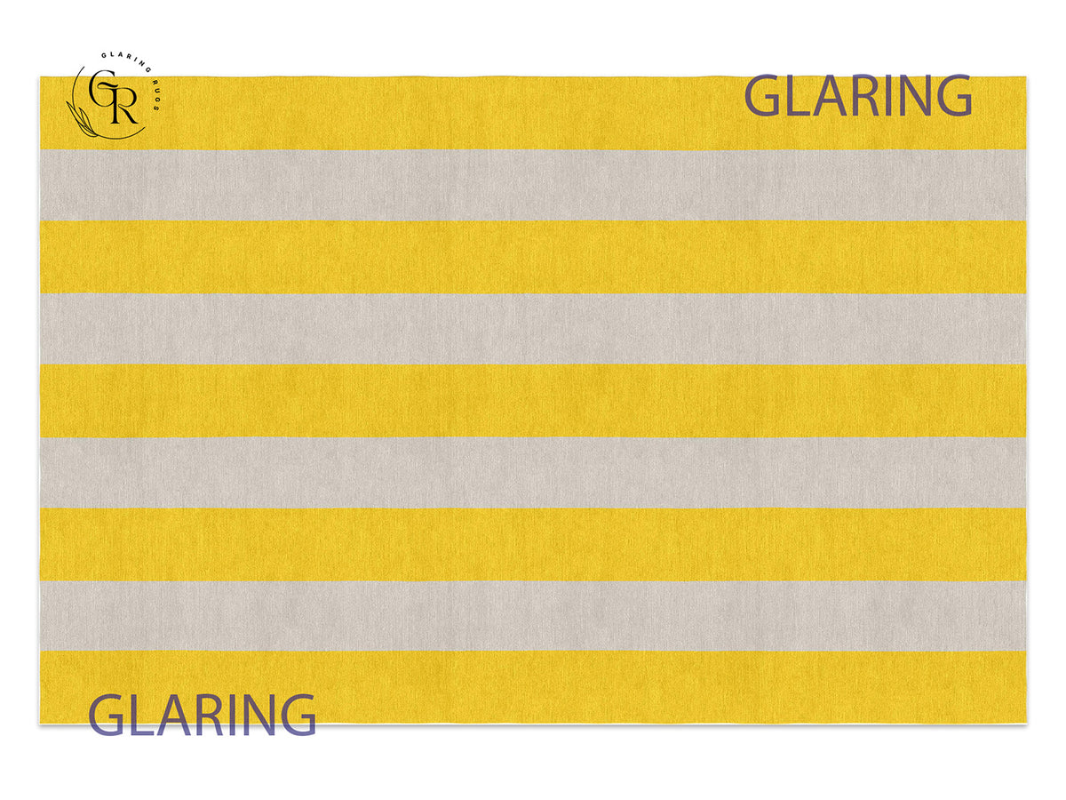 Handmade Hand-Tufted Modern Rug | Vertical Stripes Rug in Yellow