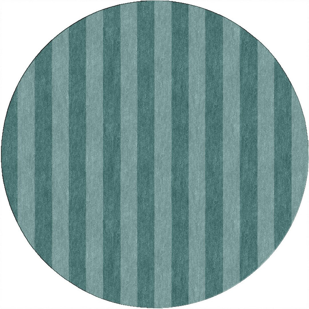 Handmade Hand-Tufted Modern Rug | Vertical Stripes Rug in Teal Green