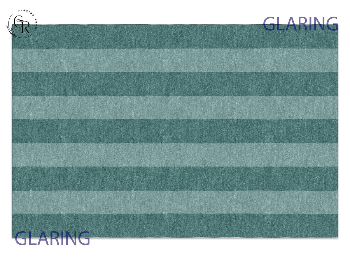 Handmade Hand-Tufted Modern Rug | Vertical Stripes Rug in Teal Green