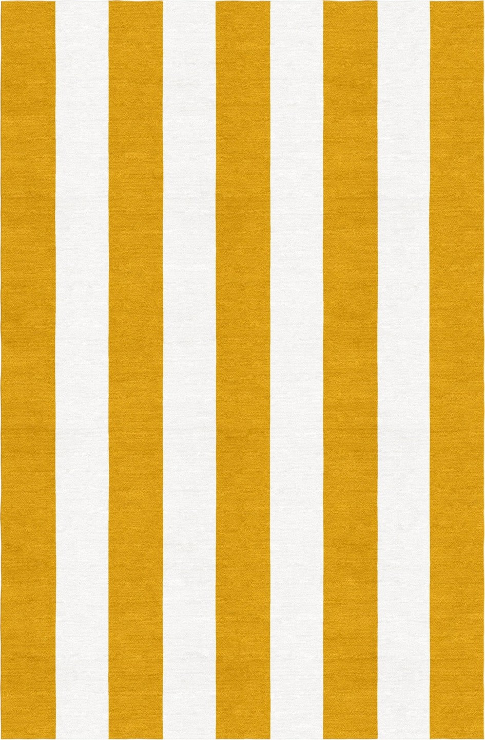 A modern rug with vertical stripe design in white and gold colors.