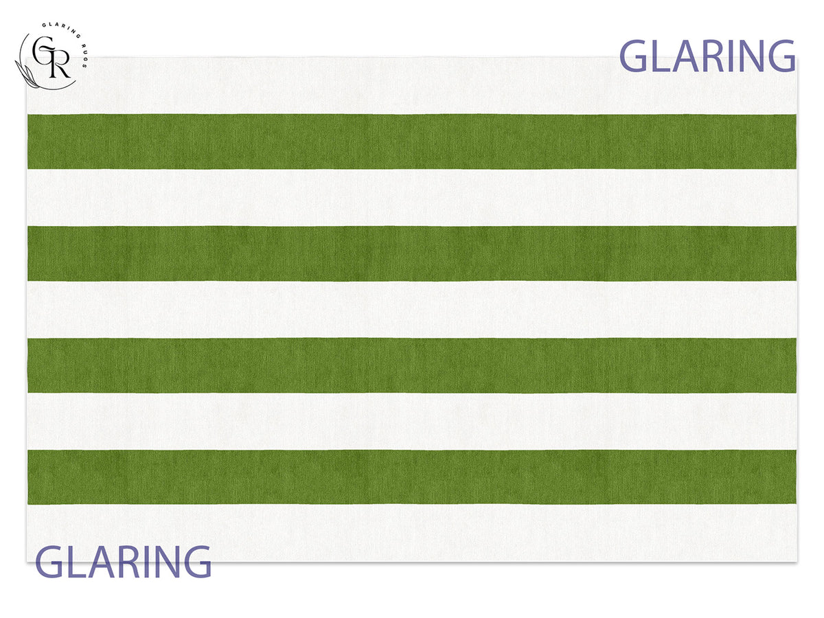 Handmade Hand-Tufted Modern Rug | Vertical Stripes Rug in Green
