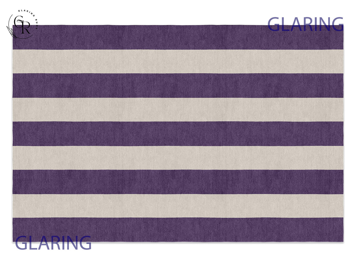 Vertical Purple Striped Rug | Handmade Hand-Tufted Modern Rug featuring geometric design and durable Indian wool.