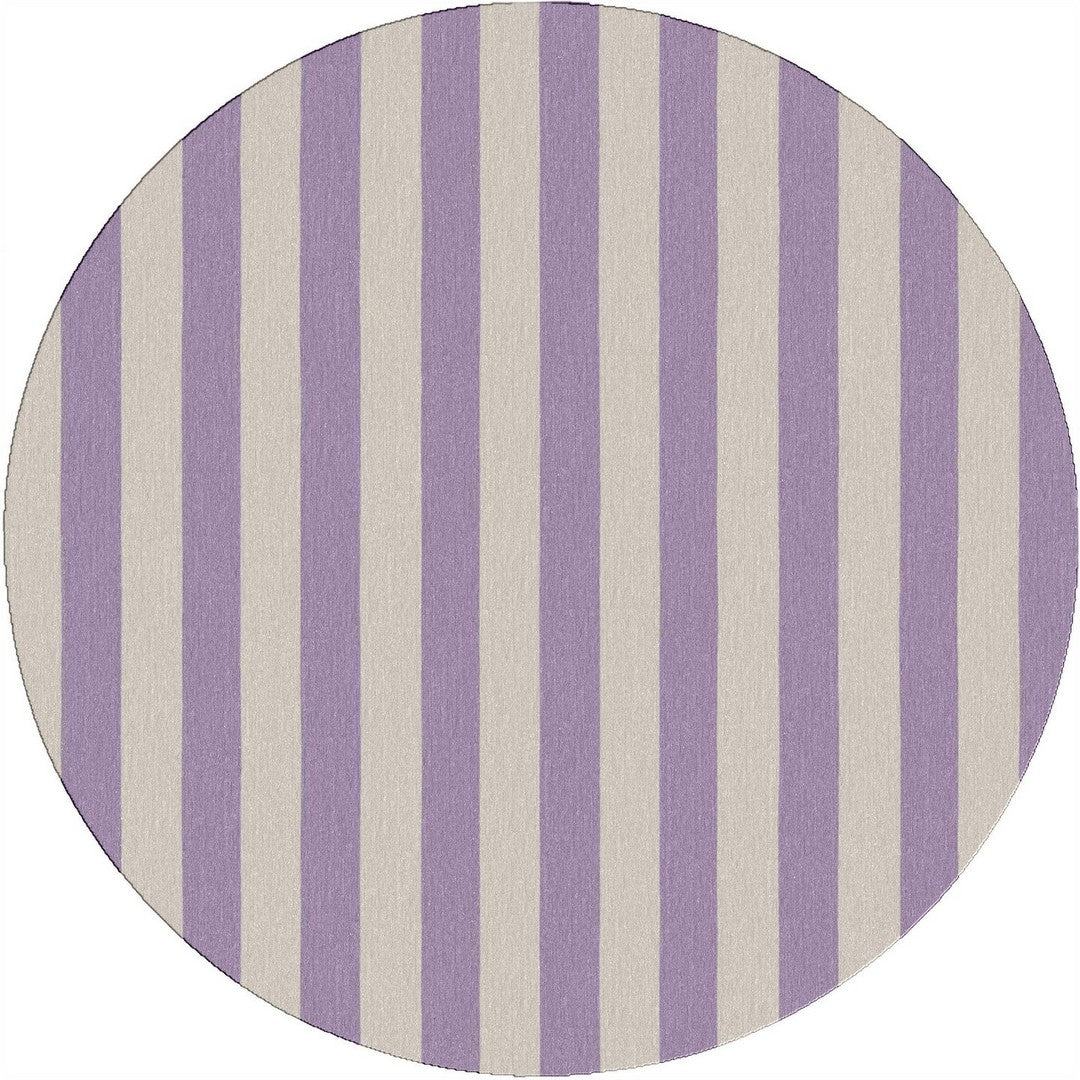 Purple Striped Rug featuring a geometric design with vertical purple and cream stripes, ideal for modern home decor.