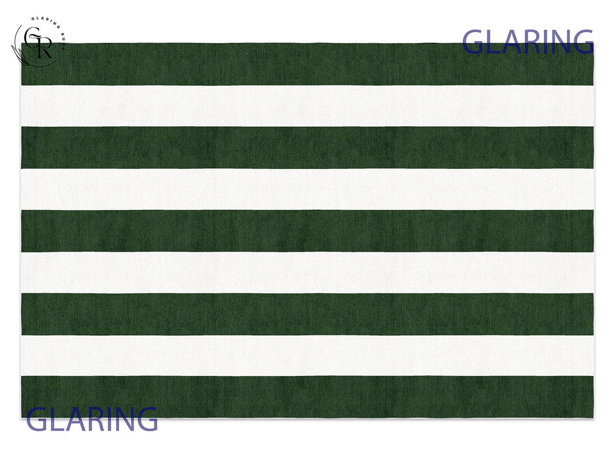 Handmade Hand-Tufted Modern Rug | Vertical Stripes Rug in Green