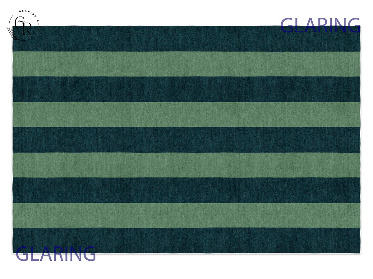 Handmade Hand-Tufted Modern Rug | Vertical Stripes Rug in Green