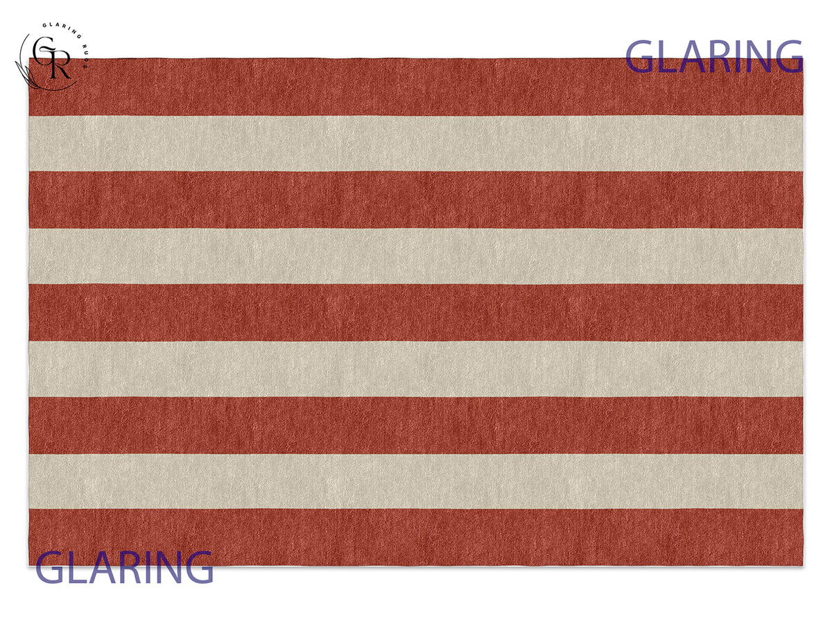 Handmade Hand-Tufted Modern Rug | Vertical Stripes Rug in Red