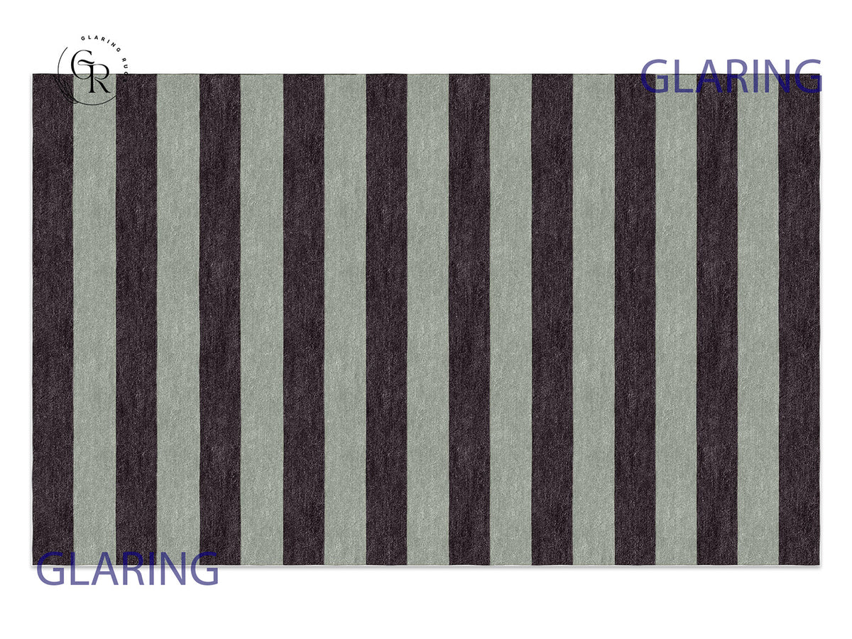 Handmade Hand-Tufted Modern Rug | Horizontal Stripes Rug in Brown