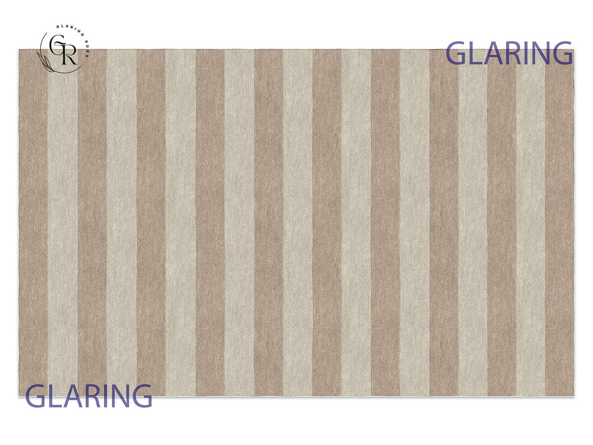 Handmade Hand-Tufted Modern Rug | Horizontal Stripes Rug in Ivory