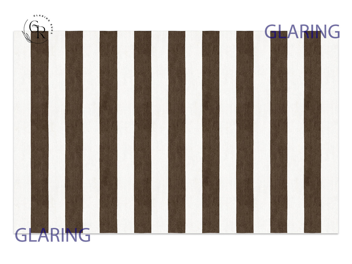 Handmade Hand-Tufted Modern Rug | Horizontal Stripes Rug in Brown