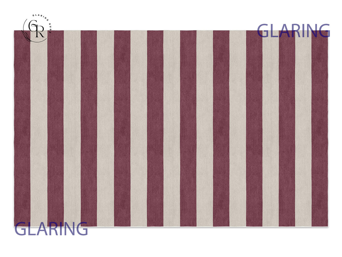 Handmade Hand-Tufted Modern Rug | Horizontal Stripes Rug in Purple