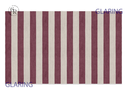 Handmade Hand-Tufted Modern Rug | Horizontal Stripes Rug in Purple