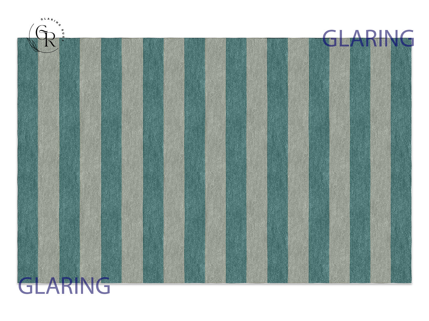 Handmade Hand-Tufted Modern Rug | Horizontal Stripes Rug in Teal Green