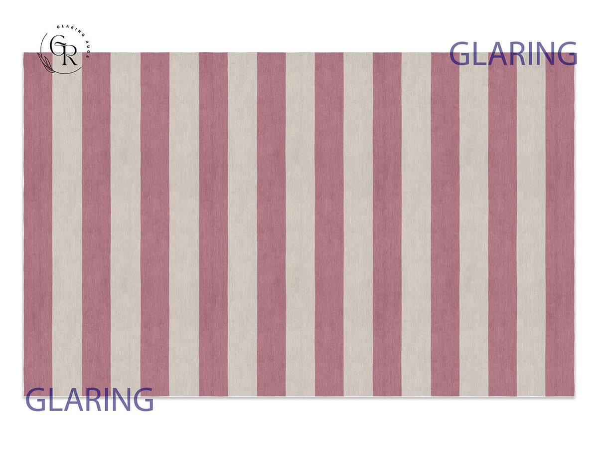 Handmade Hand-Tufted Modern Rug | Horizontal Stripes Rug in Pink