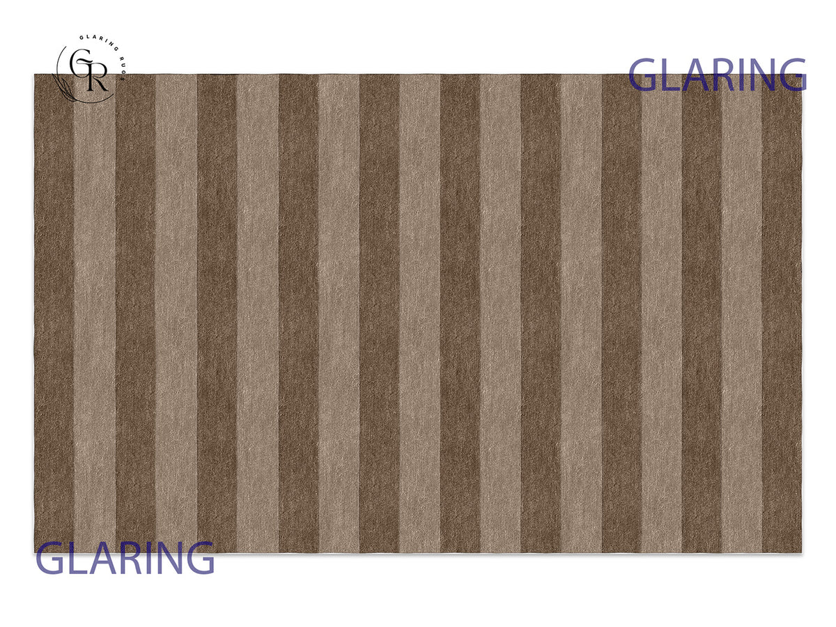 Handmade Hand-Tufted Modern Rug | Horizontal Stripes Rug in Brown