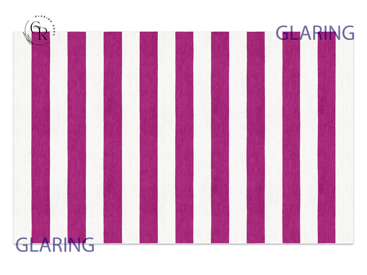 Handmade Hand-Tufted Modern Rug | Horizontal Stripes Rug in Purple