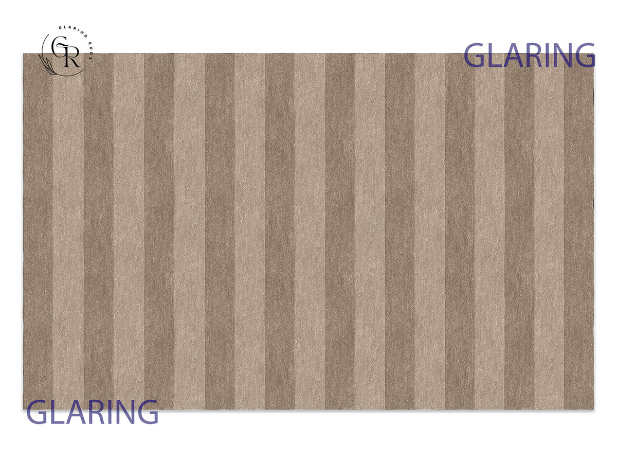 Handmade Hand-Tufted Modern Rug | Horizontal Stripes Rug in Brown
