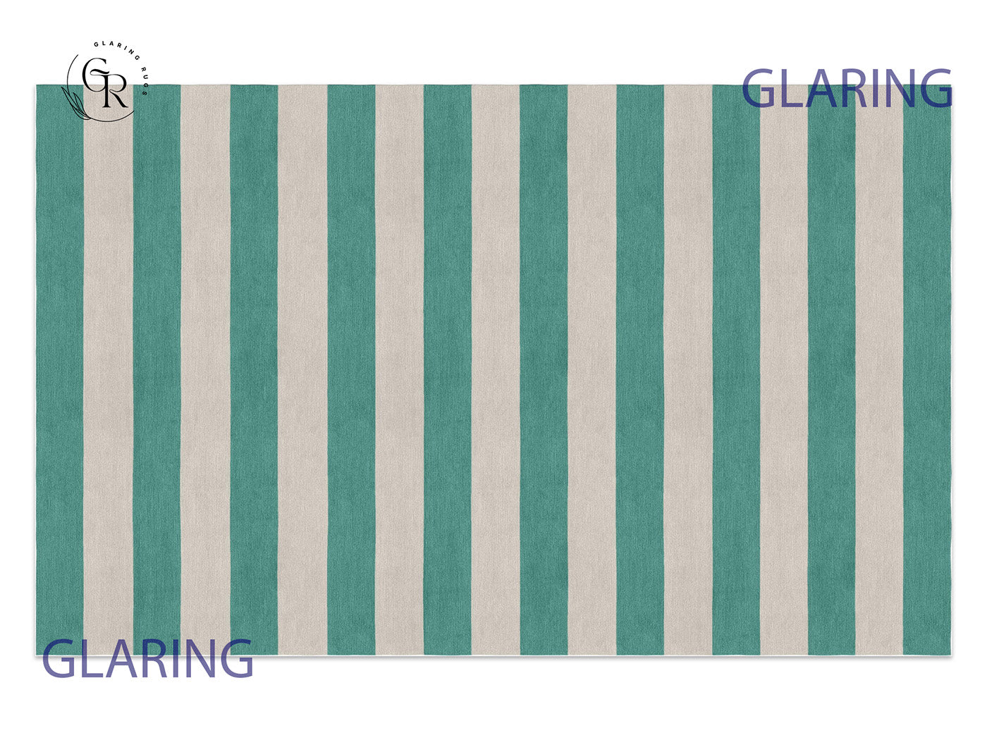 Handmade Hand-Tufted Modern Rug | Horizontal Stripes Rug in Teal Green
