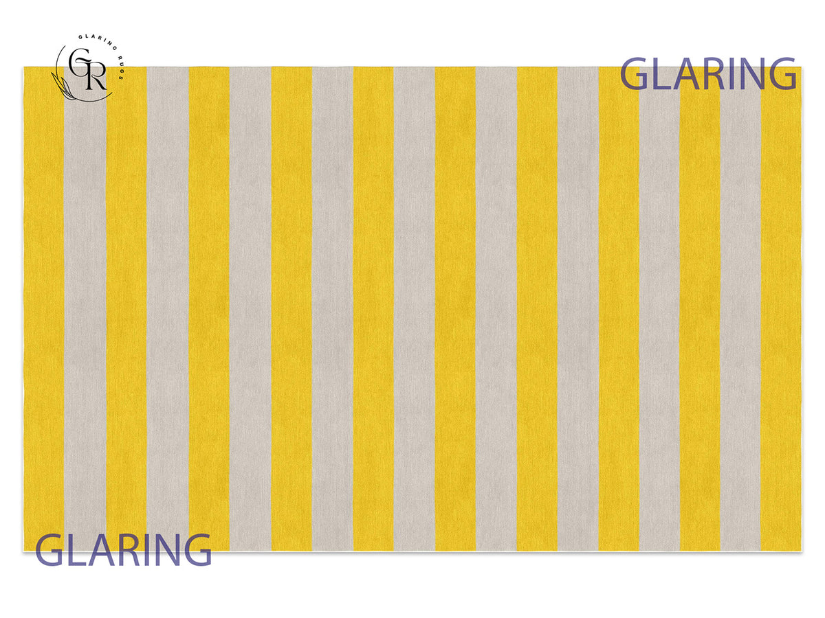 Handmade Hand-Tufted Modern Rug | Horizontal Stripes Rug in Yellow