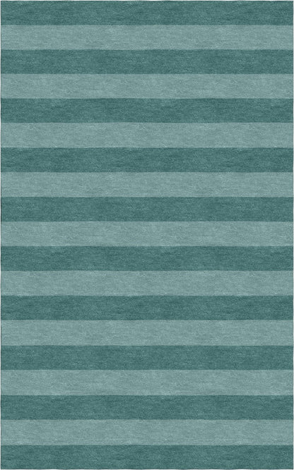 Handmade Hand-Tufted Modern Rug | Horizontal Stripes Design in Teal & Green