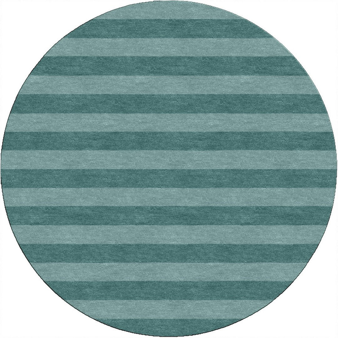 Handmade Hand-Tufted Modern Rug | Horizontal Stripes Design in Teal & Green