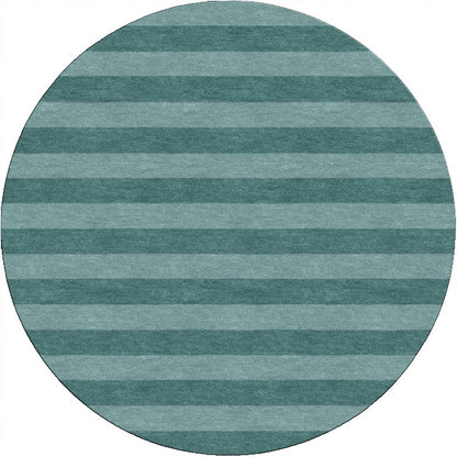 Handmade Hand-Tufted Modern Rug | Horizontal Stripes Design in Teal & Green
