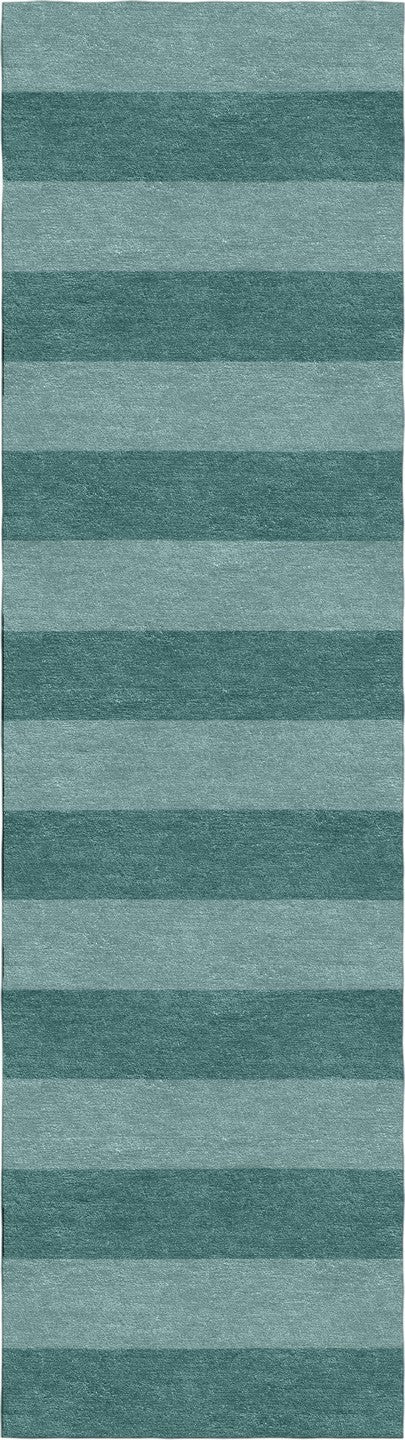 Handmade Hand-Tufted Modern Rug | Horizontal Stripes Design in Teal & Green