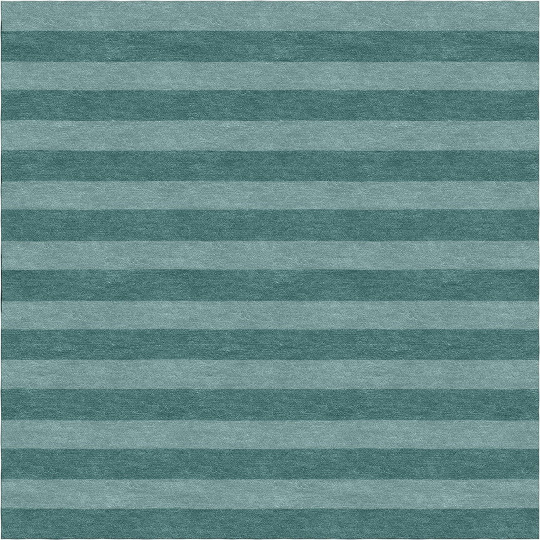 Handmade Hand-Tufted Modern Rug | Horizontal Stripes Design in Teal & Green