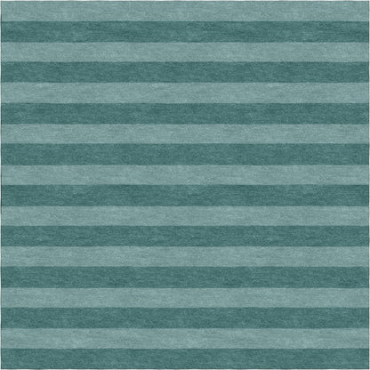 Handmade Hand-Tufted Modern Rug | Horizontal Stripes Design in Teal & Green