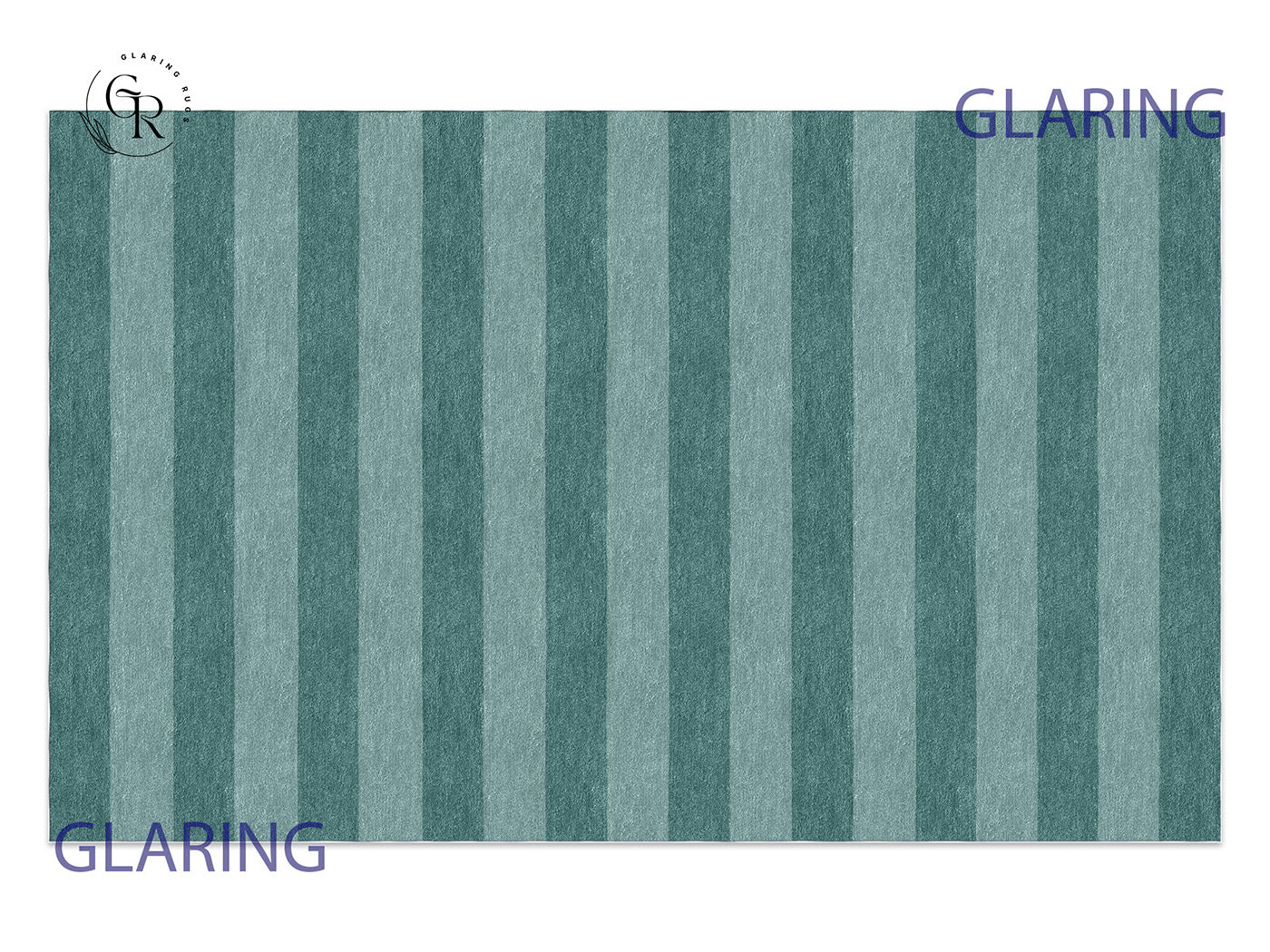 Handmade Hand-Tufted Modern Rug | Horizontal Stripes Rug in Teal Green