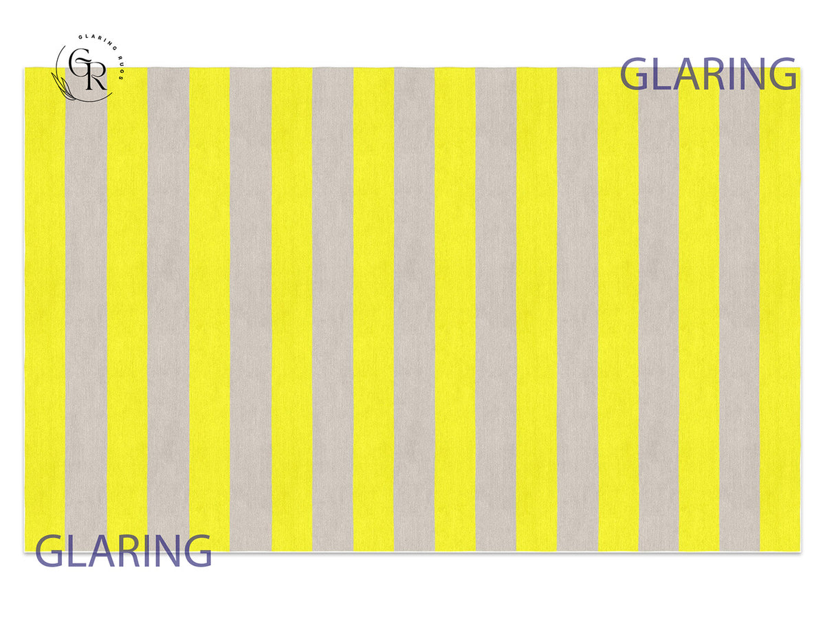 Handmade Hand-Tufted Modern Rug | Horizontal Stripes Rug in Yellow