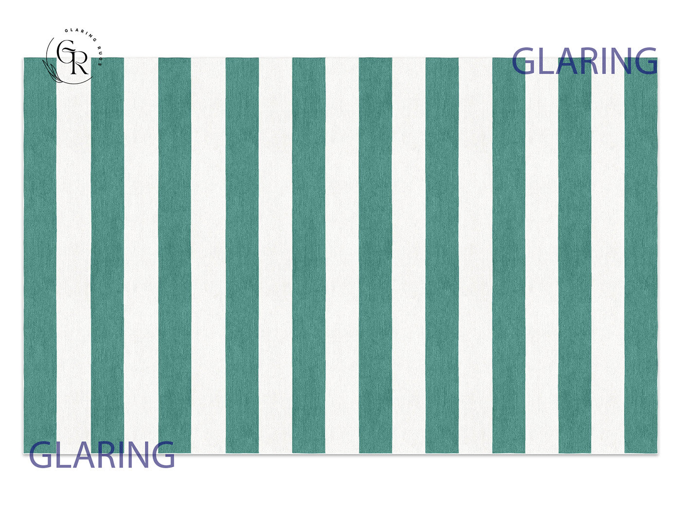 Handmade Hand-Tufted Modern Rug | Horizontal Stripes Rug in Teal Green