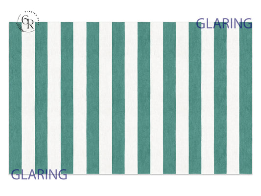 Handmade Hand-Tufted Modern Rug | Horizontal Stripes Rug in Teal Green