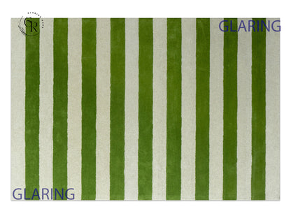 Handmade Hand-Tufted Modern Rug | Horizontal Stripes Rug in Green