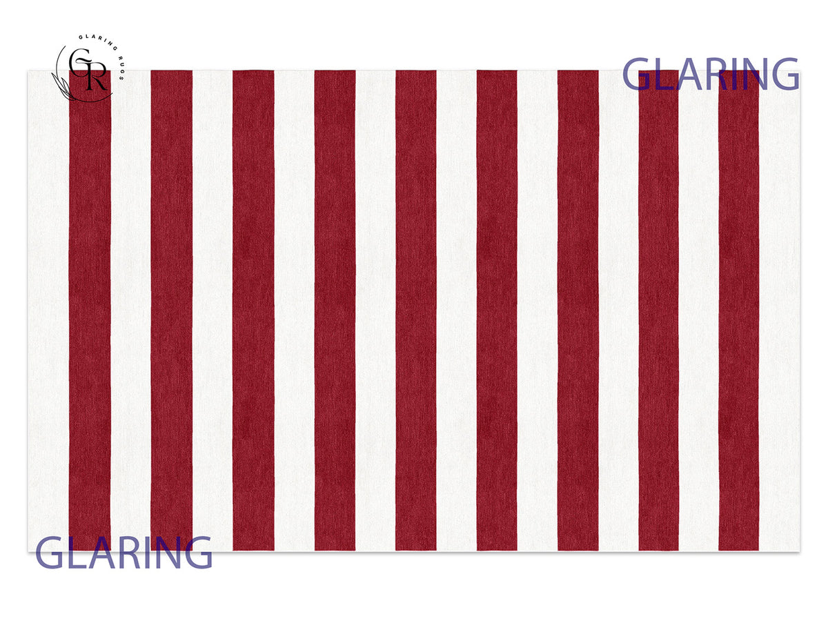 Handmade Hand-Tufted Modern Rug | Horizontal Stripes Rug in Red