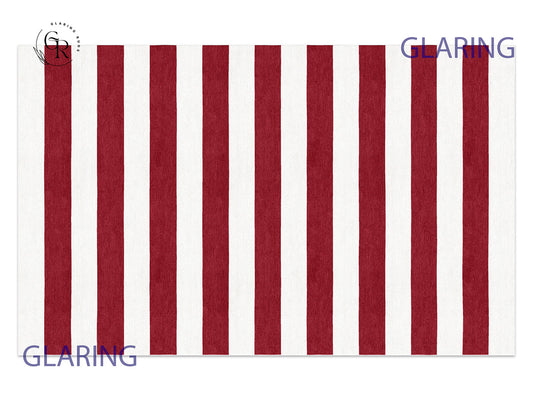 Handmade Hand-Tufted Modern Rug | Horizontal Stripes Rug in Red
