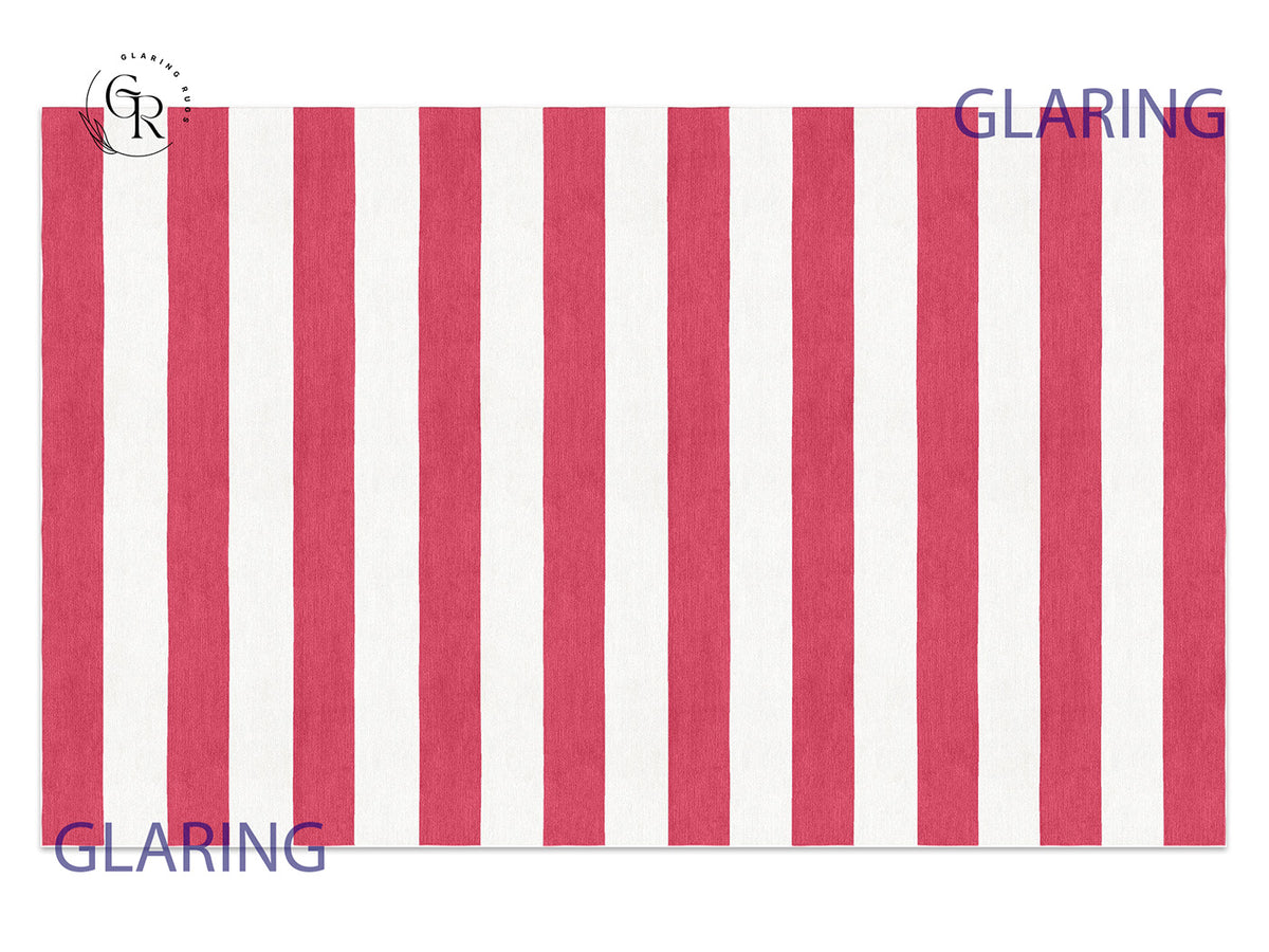 Handmade Hand-Tufted Modern Rug | Horizontal Stripes Rug in Red