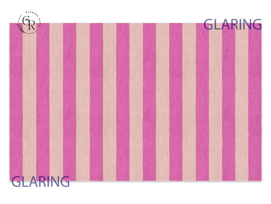 Handmade Hand-Tufted Modern Rug | Horizontal Stripes Rug in Pink